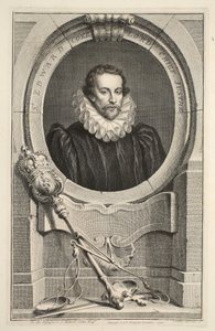Sir Edward Coke, Lord Chief Justice portréja, illusztráció a „Heads of Illustrious Persons of Great Britain”, pub. Írta: Knapton, London, 1742