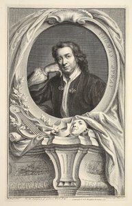 Thomas Otway portréja, illusztráció a „Heads of Illustrious Persons of Great Britain”, pub. Írta: Knapton, London, 1742 alkotó: Jacobus Houbraken