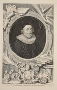 Usher, Armagh érseke portréja, illusztráció a „Heads of Illustrious Persons of Great Britain”, pub. Írta: Knapton, London, 1742 alkotó: Jacobus Houbraken