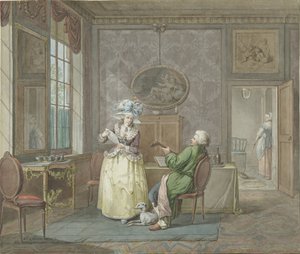 Zenepár egy belső térben alkotó: Jacobus Johannes Lauwers