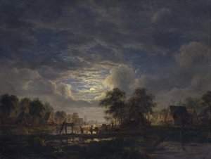 Falu a csatorna mellett, 1840 alkotó: Jacobus Theodorus Abels