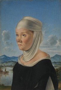 Egy nő, esetleg egy San Secondo-i apáca portréja, Grisaille-i jelenet, kb. 1485-95.