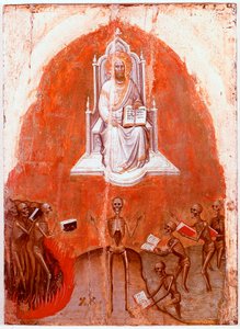 A Jelenések Poliptichonja bal oldali panele: Krisztus az élet könyvével. Detrempe fán Jacobello Alberegno (1367-1397 kb.) 1360-1390. Gallerie dell