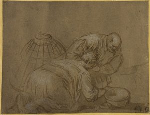 Paraszt pár keres egy kosárban alkotó: Jacopo Bassano