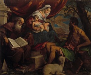 Szűz és gyermek Keresztelő Jánossal és Szent Antal apáttal, 1560-as évek.