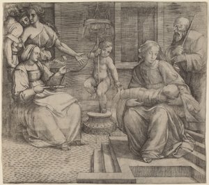 Szent Család Szent Erzsébettel és Keresztelő Szent János csecsemőjével alkotó: Jacopo Francia