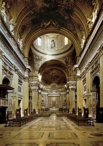 Az 1568-75 között épült Chiesa del Gesu belső képe alkotó: Jacopo Vignola