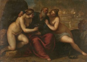Lót és lányai alkotó: Jacopo Il Giovane Palma