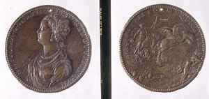 Portréérem, előlapján Hippolytus Gonzaga, hátlapján valószínűleg Juno a szekerén (bronz). alkotó: Jacopo Nizzola da Trezzo