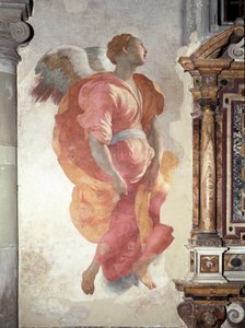 Angyali Üdvözlet. Az angyal részlete - freskó alkotó: Jacopo Pontormo