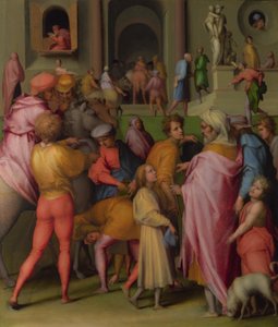 József eladta Potifárnak a Jelenetek a József történetéből, 1515 körül alkotó: Jacopo Pontormo