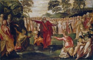 Mózes lecsap a sziklára, 1555-70 körül (olaj, vászon) alkotó: Jacopo Robusti (workshop of) Tintoretto