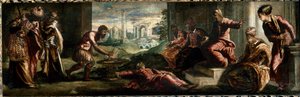 Caius Mucius Scaevola Porsenna előtt Caius Mucius Scaevola tűzbe dönti a kezét. (Festés alkotó: Jacopo Robusti Tintoretto