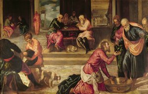Krisztus, aki megmossa a tanítványok lábát alkotó: Jacopo Robusti Tintoretto
