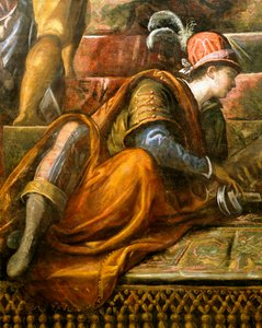 Niccolo da Ponte dózse olajágat kap Velencéből, Jacopo Robusti, Tintoretto néven ismert (1518-1594), Detail, Sala del Maggior Consiglio (Nagytanács terme), Palazzo Ducale, Velence alkotó: Jacopo Robusti Tintoretto