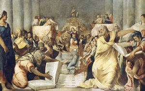 Jézus az orvosok között a jeruzsálemi templomban alkotó: Jacopo Robusti Tintoretto