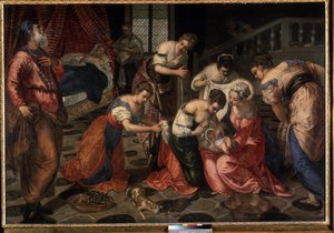 La nativite de Saint Jean Baptiste (Keresztelő Szent János születése). Tintoretto festménye (Jacopo Robusti Tintorettonak hívta alkotó: Jacopo Robusti Tintoretto