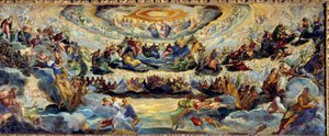 Jacopo Robusti Paradicsom-vázlata, A Tintoretto (1518-1594) 16. századi nap. 1,43x3,62 m alkotó: Jacopo Robusti Tintoretto
