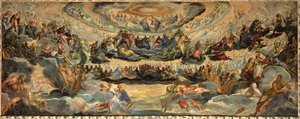Paradicsom, vázlat a Sala del Maggior Consiglio ... alkotó: Jacopo Robusti Tintoretto
