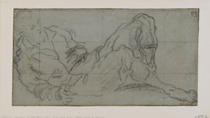 Fekvő férfi figura, 1560-9 (kréta papíron) alkotó: Jacopo Robusti Tintoretto