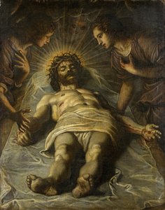 A halott Krisztus két angyallal alkotó: Jacopo Robusti Tintoretto