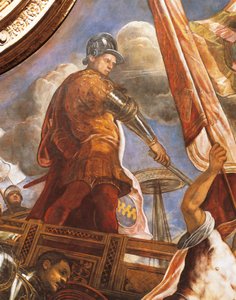 A velenceiek az aragonészekkel harcolnak Gallipoliban, Jacopo Robusti, Tintoretto (1518-1594), Detail, Sala del Maggior Consiglio (Nagy Tanács terem), Palazzo Ducale, Velence alkotó: Jacopo Robusti Tintoretto