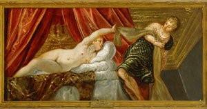 József tisztasága - József és Potifár felesége ... (festmény, vászon) alkotó: Jacopo Robusti Tintoretto