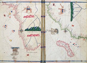 Ms Ital 550.0.3.15 fol.4v-5r Afrika és a Jóreménység-fok térképe a „Carte Geografiche”-ből