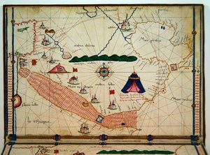 Ms Ital 550.0.3.15 fol.5v Vörös-tenger térkép, a Carte Geografiche-ből alkotó: Jacopo Russo