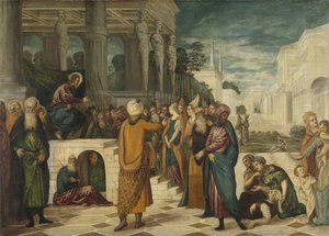 Krisztus a házasságtörő asszonnyal alkotó: Jacopo Tintoretto