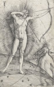 Apolló íjjal és nyíllal az égi földgömbön és Diana szarvassal, 1503-5