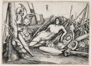 Győzelem fekvő trófeák közepette alkotó: Jacopo de Barbari