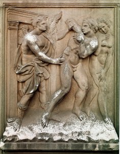Ádám és Éva a Földi Paradicsom vadászatai Alacsony dombornyomású márvány, Jacopo Della Quercia (1374/8-1438) 1430-1435 Dim. 86x68 cm Bologna Chiesa di San Petronio