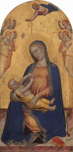Madonna és gyermek az Atyaisten Áldás és angyalok, c. 13701375.