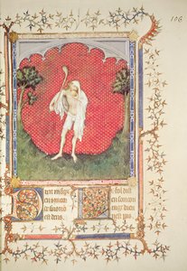 Fr 13091 f.106 A bolond, Jean de Berry zsoltárából, 1386 körül