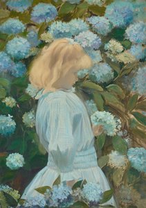 Fiatal lány hortensiával alkotó: Jacques-Emile Blanche