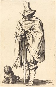 Koldus kutyával (rézkarc)