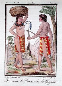 Indiánok Francia Guyanából, az Encyclopedie des Voyages-ből, ifjabb Lachausee metszetében