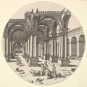 Perspektivikus nézet, Ízisz temploma, 1551. alkotó: Jacques Androuet Du Cerceau