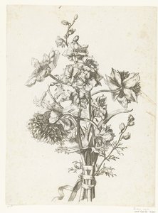 Csokor kökörcsinnel, jácinttal és delphiniumokkal Diverse Fleurs mises en Boucquets (sorozat címe) alkotó: Jacques Bailly (I)