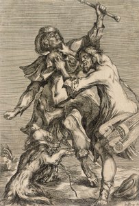 Zarándokot támadó tekerőlantos alkotó: Jacques Bellange