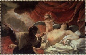 ""Danae"" Zeusz bemutatja magát Danaének, hogy elcsábítsa őt egy aranyérmezápor formájában. Jacques Blanchard (1600-1638) festménye, 17. századi Állami Szabadtéri Múzeum Carskoje Selo, Szentpétervár, Oroszország