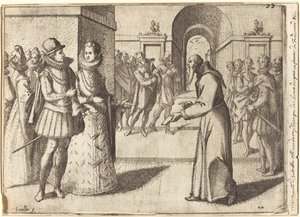 Egy kapucinus, aki a bajor király köszönetét viszi [recto] alkotó: Jacques Callot