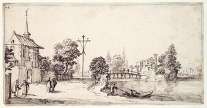 Egy út a folyóparton (toll és barna tinta papíron) alkotó: Jacques Callot