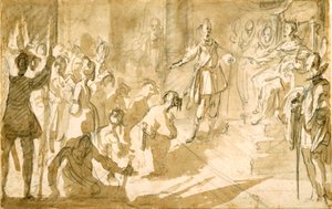 Inghirami admirális török foglyokat mutat be I. Ferdinánd toszkán királynak, 1615 körül (papíron krétával átmosott toll és tinta) alkotó: Jacques Callot