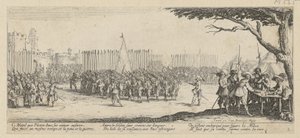A csapatok toborzása, a „A háború borzalmai” sorozat 2. lapja alkotó: Jacques Callot