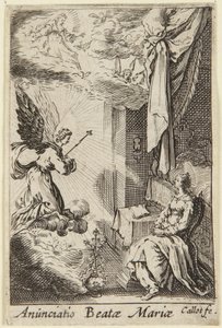 Angyali üdvözlet, a La Vie de la Sainte Vierge (A Szűz élete) című sorozatból alkotó: Jacques Callot