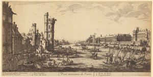 A Louvre látképe, 1. lap a „Párizs két nagy látképe” sorozatból alkotó: Jacques Callot