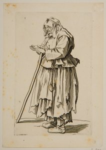 Koldusnő alamizsnát kap (rézkarc) alkotó: Jacques Callot
