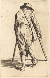 Koldus mankóval és kalappal, hátulnézet alkotó: Jacques Callot